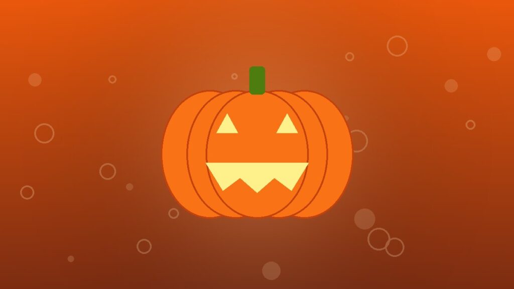 Carved pumpkin illustration with the title 25 Halloween Activities for High School